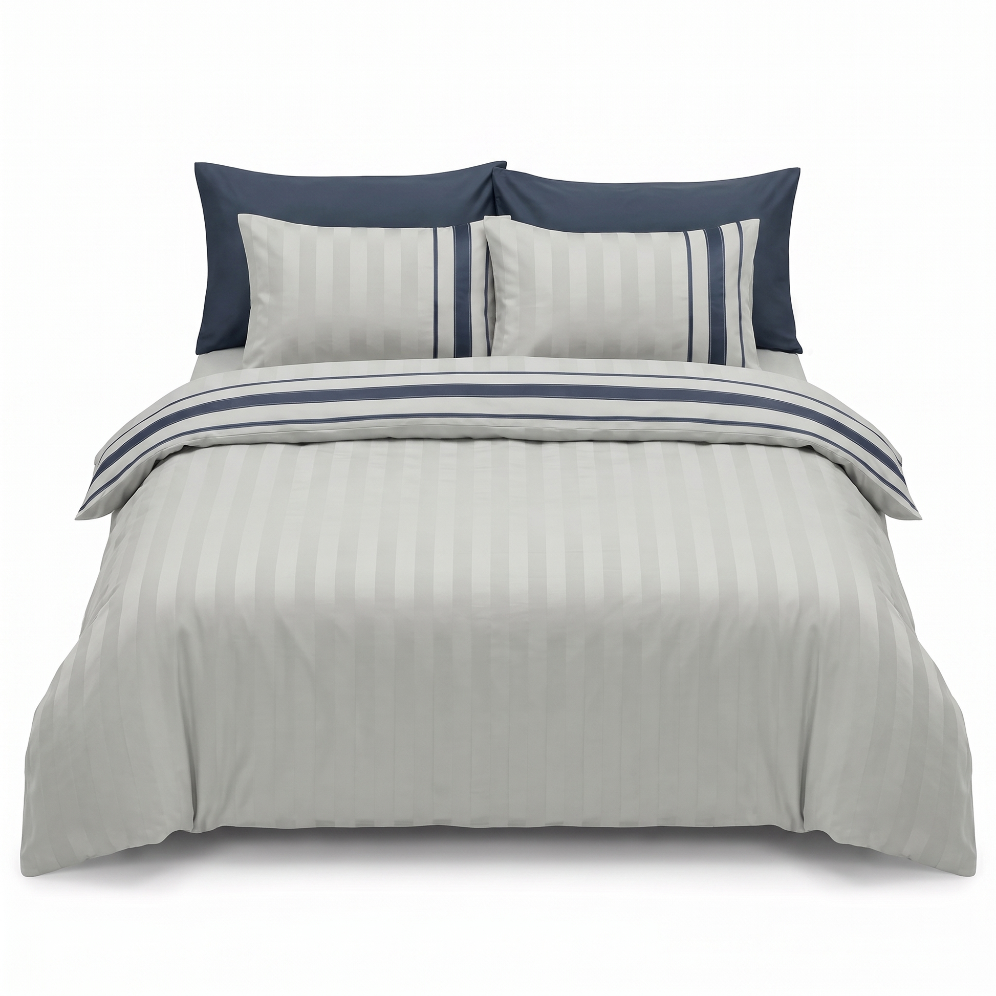Σετ σεντονιών από βαμβακερό σατέν σε γκρι – 6 τεμάχια — μπροστινή όψη