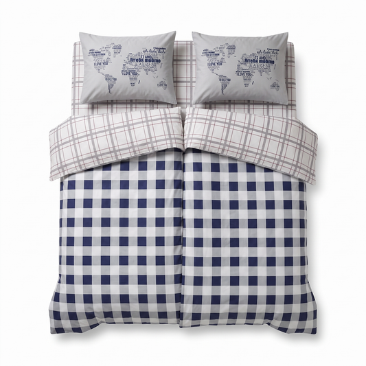 Σετ σεντονιών με 2 παπλωματοθήκες EDMON NAVY BLUE — μπροστινή όψη