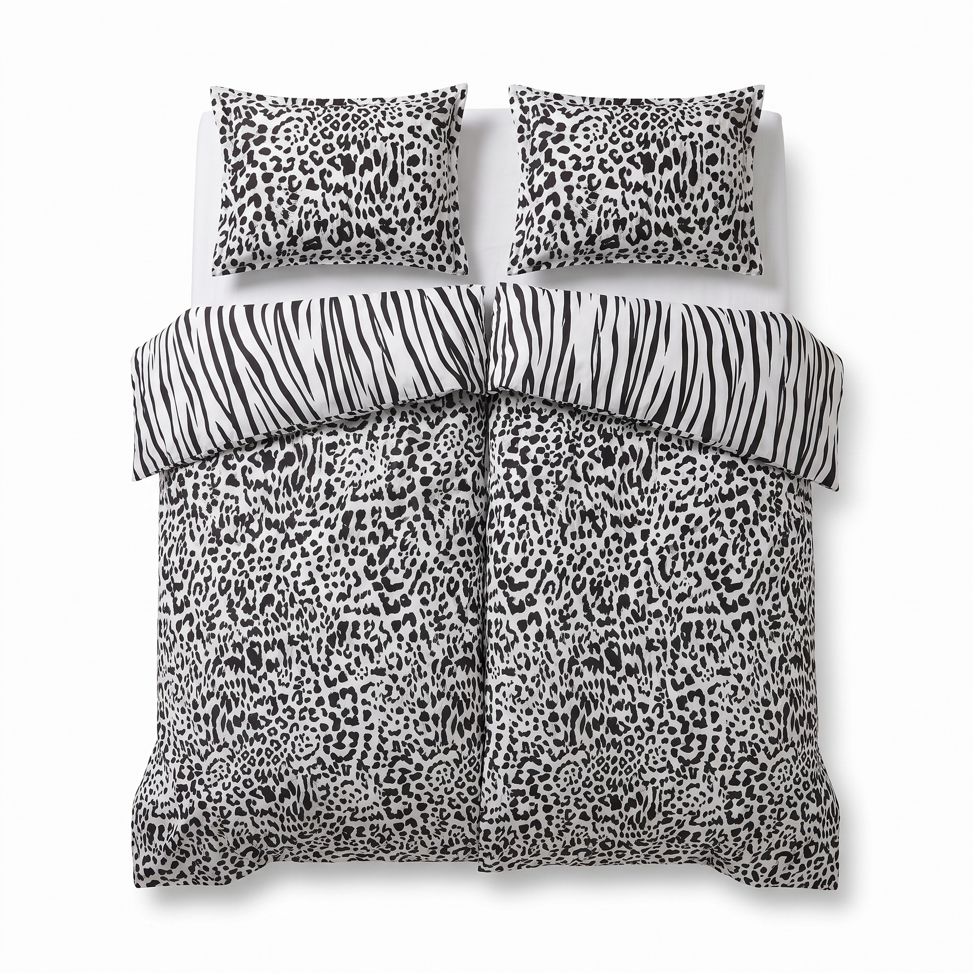Σετ σεντονιών με 2 παπλωματοθήκες LEOPARD BLACK — μπροστινή όψη