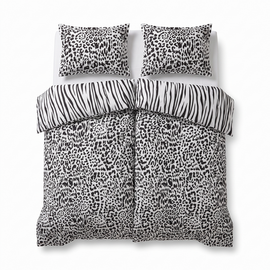 Σετ σεντονιών με 2 παπλωματοθήκες LEOPARD BLACK — μπροστινή όψη