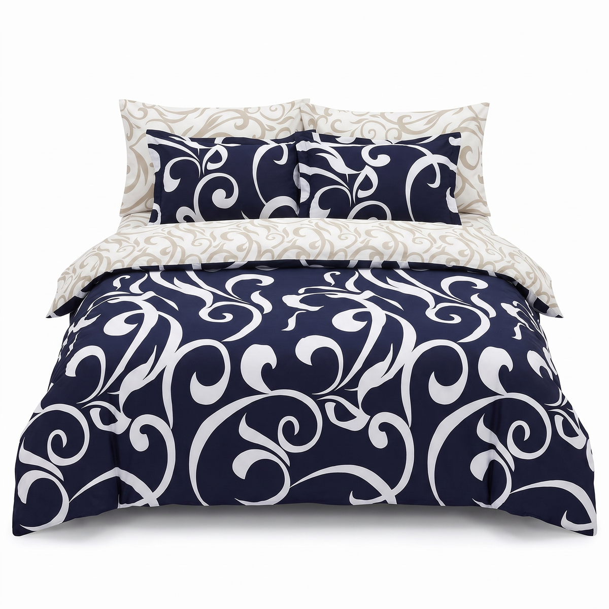 Σετ σεντονιών από βαμβακερό σατέν NAVY BLUE – 6 τεμάχια — μπροστινή όψη