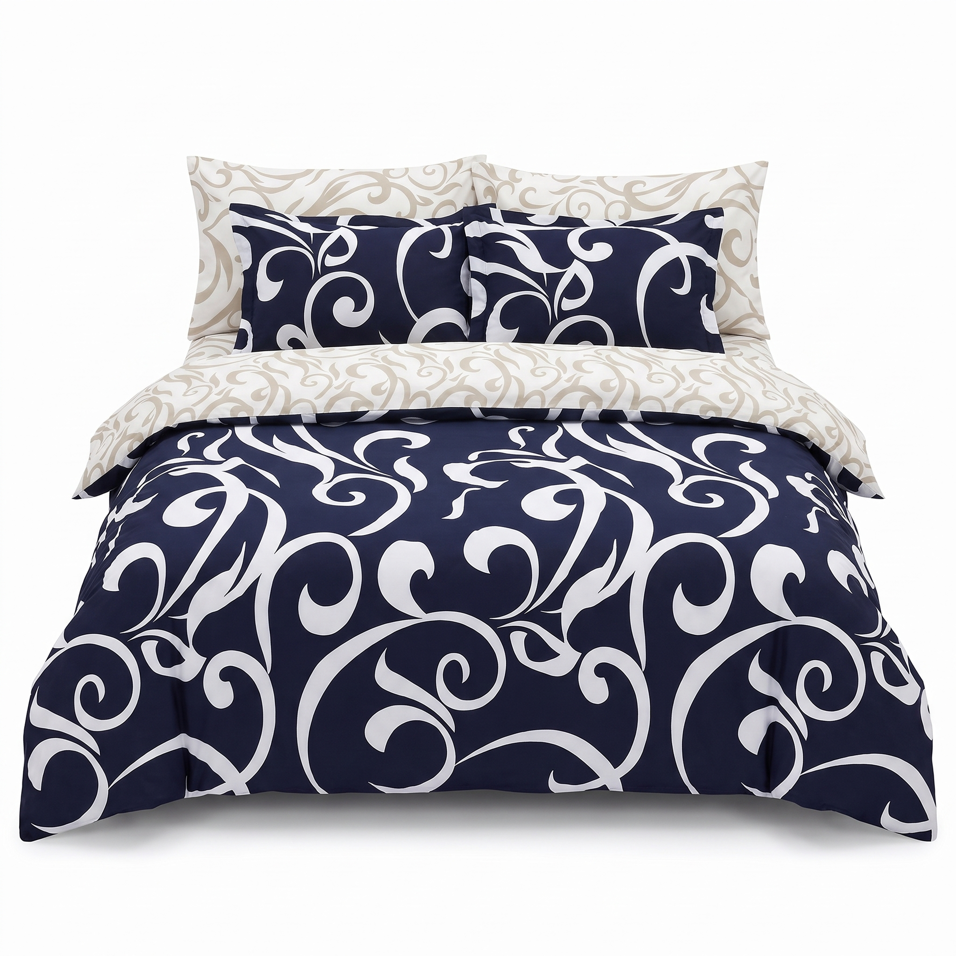Σετ σεντονιών από βαμβακερό σατέν NAVY BLUE – 6 τεμάχια — μπροστινή όψη