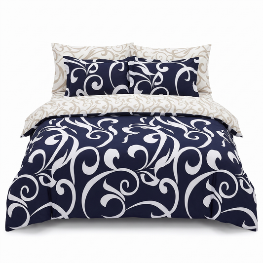 Σετ σεντονιών από βαμβακερό σατέν NAVY BLUE – 6 τεμάχια — μπροστινή όψη
