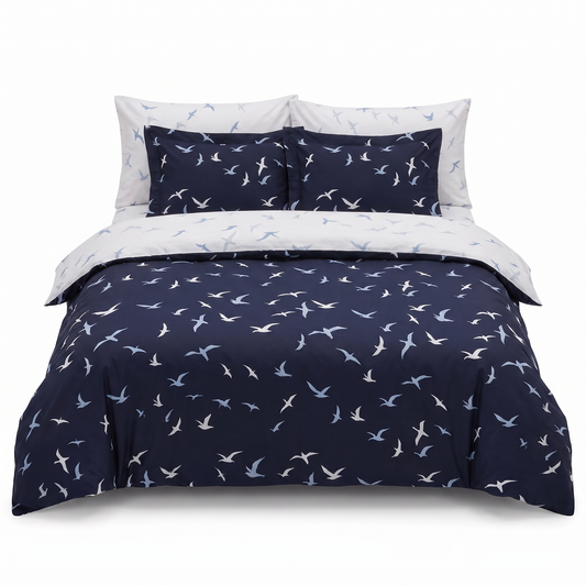 Σετ σεντονιών από βαμβακερό σατέν LIBERTA NAVY BLUE – 6 τεμάχια — μπροστινή όψη