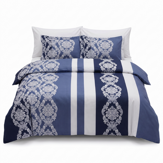 Σετ σεντονιών από βαμβακερό σατέν KAVIN NAVY BLUE – 6 τεμάχια — μπροστινή όψη