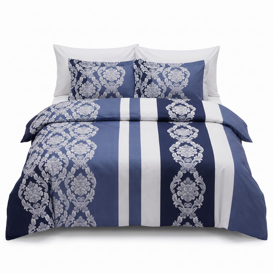 Σετ σεντονιών από βαμβακερό σατέν KAVIN NAVY BLUE – 6 τεμάχια — μπροστινή όψη