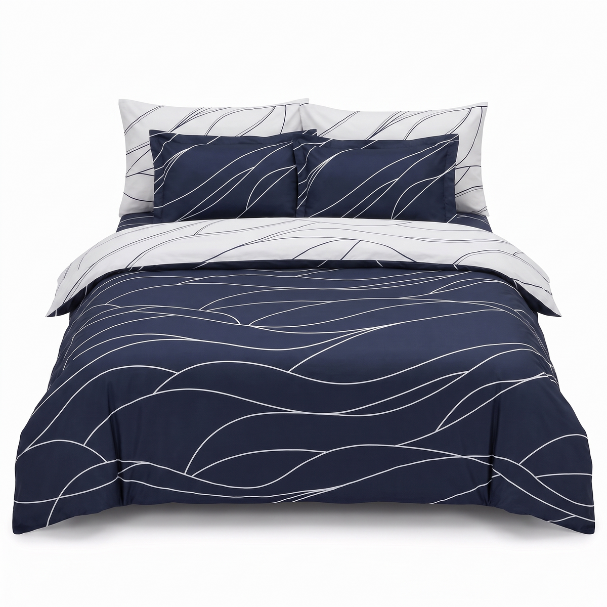 Σετ σεντονιών από βαμβακερό σατέν MESI NAVY BLUE – 6 τεμάχια — μπροστινή όψη