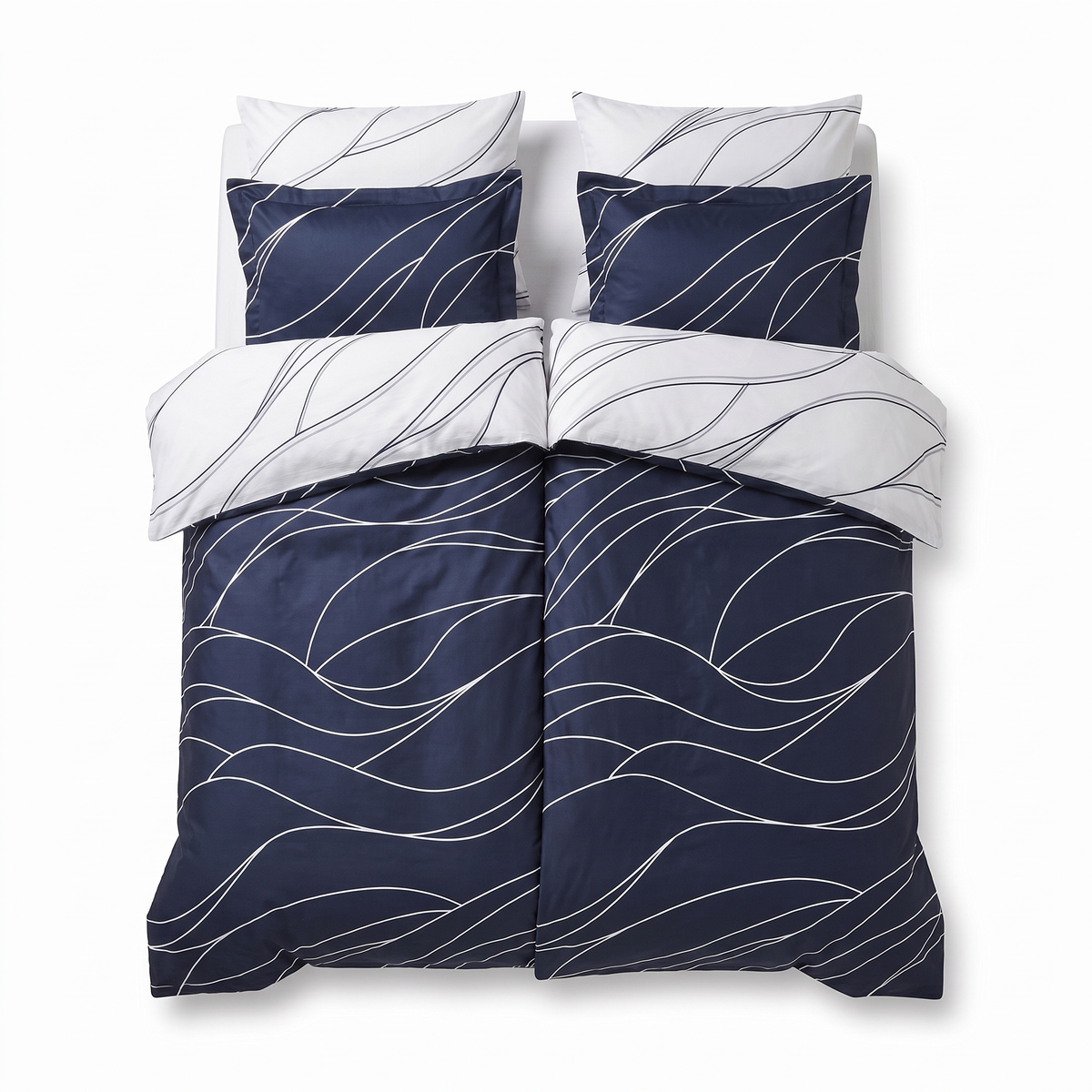 Σετ σεντονιών με 2 παπλωματοθήκες MESY NAVY BLUE — μπροστινή όψη