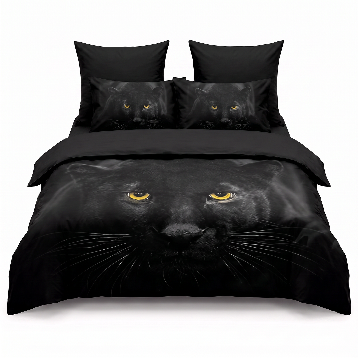 Σετ σεντονιών 3D σε μαύρο με πούμα — μπροστινή όψη