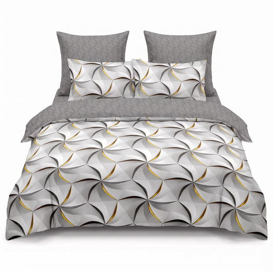 Σετ σεντονιών με λάστιχο σε ανοιχτό και σκούρο γκρι με στρόβιλους — μπροστινή όψη